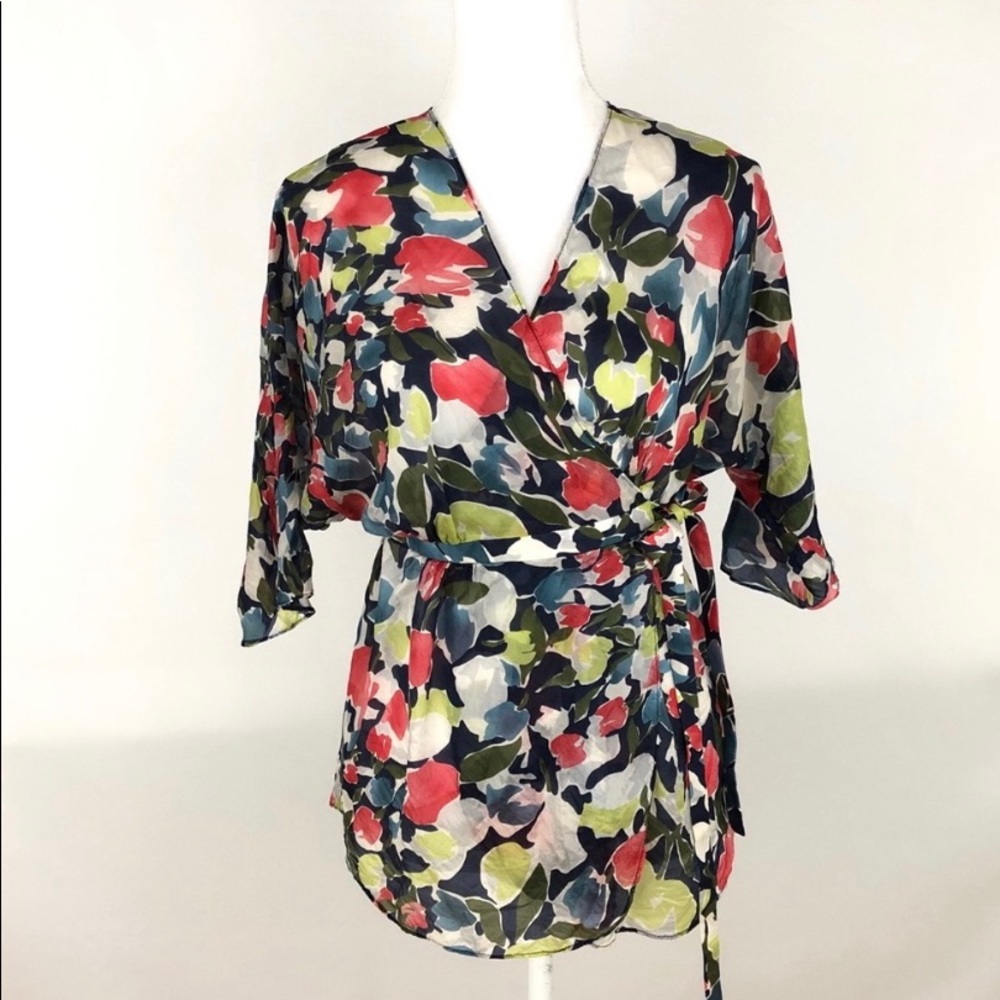 Rosie Pope Maternity silk wrap floral blouse